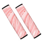 Pink Liquid Marble Print Car Seat Belt Covers