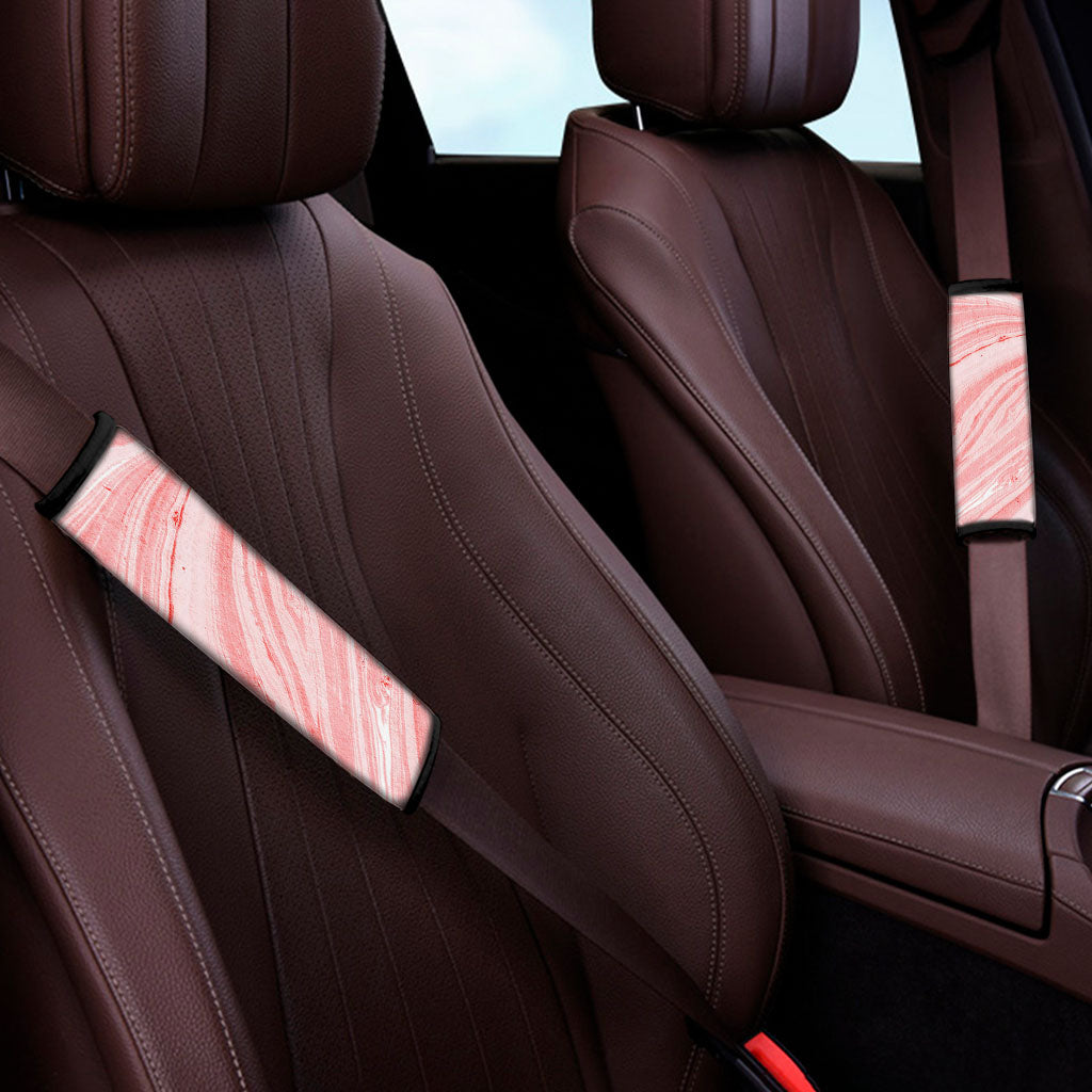 Pink Liquid Marble Print Car Seat Belt Covers