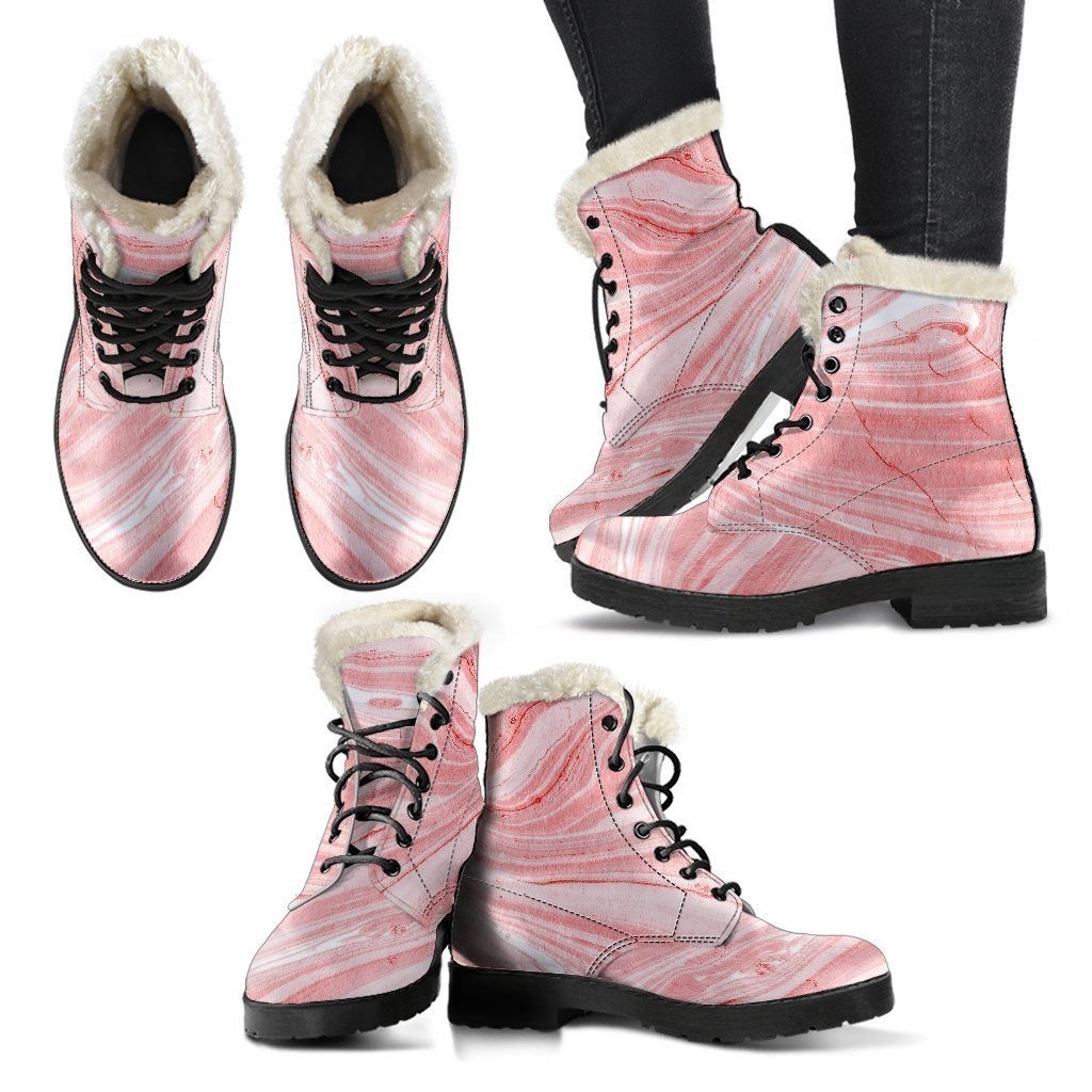 Pink Liquid Marble Print Comfy Boots GearFrost