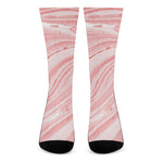 Pink Liquid Marble Print Crew Socks