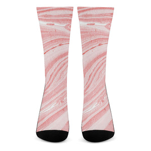 Pink Liquid Marble Print Crew Socks