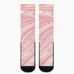 Pink Liquid Marble Print Crew Socks