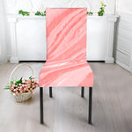 Pink Liquid Marble Print Dining Chair Slipcover