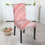 Pink Liquid Marble Print Dining Chair Slipcover
