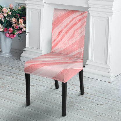 Pink Liquid Marble Print Dining Chair Slipcover