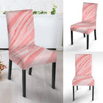 Pink Liquid Marble Print Dining Chair Slipcover