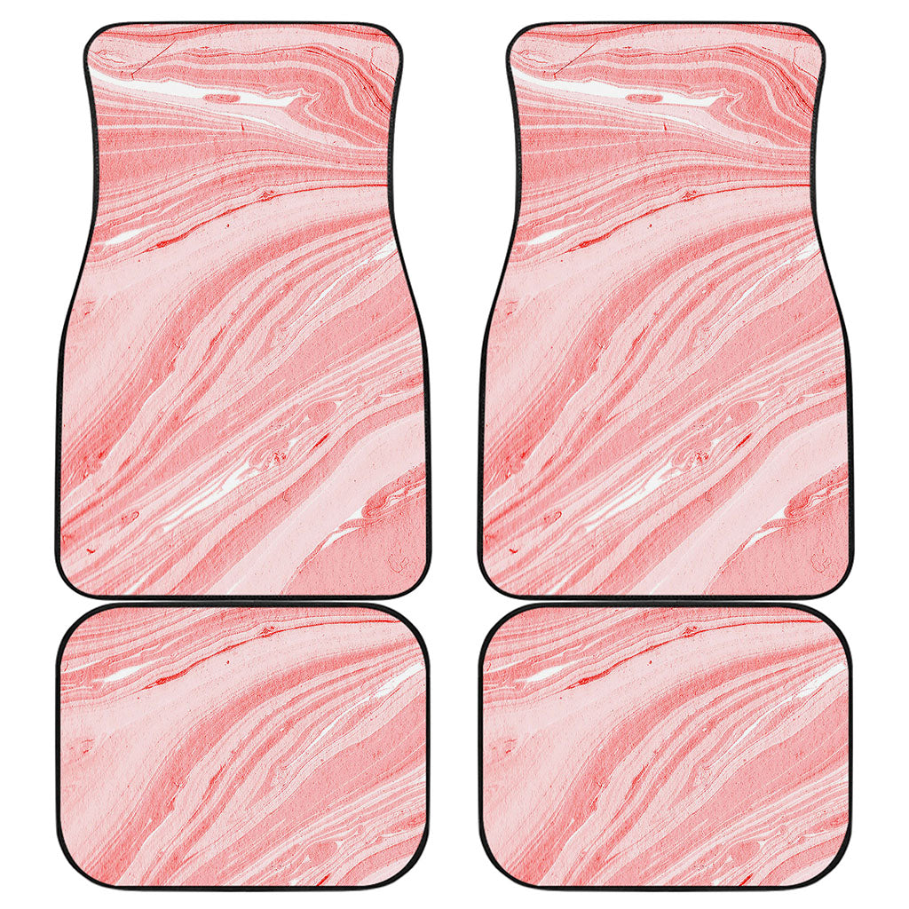 Pink Liquid Marble Print Front and Back Car Floor Mats