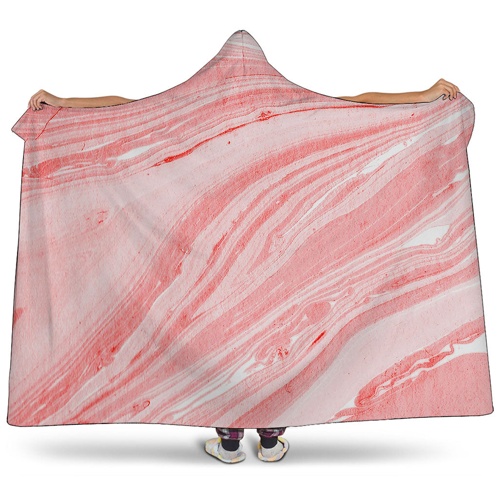 Pink Liquid Marble Print Hooded Blanket