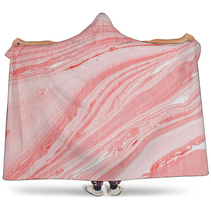 Pink Liquid Marble Print Hooded Blanket
