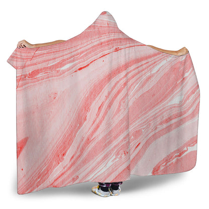Pink Liquid Marble Print Hooded Blanket