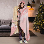 Pink Liquid Marble Print Hooded Blanket