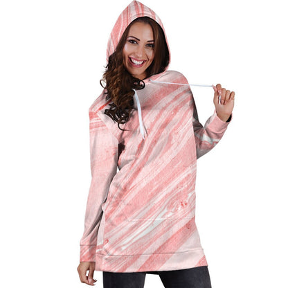 Pink Liquid Marble Print Hoodie Dress GearFrost