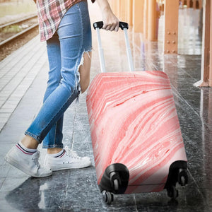 Pink Liquid Marble Print Luggage Cover GearFrost