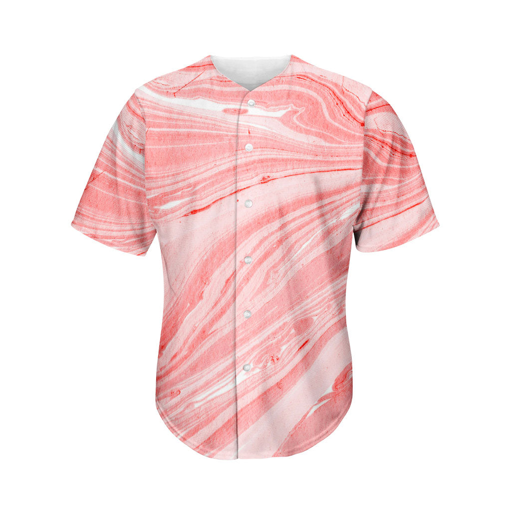 Pink Liquid Marble Print Men's Baseball Jersey