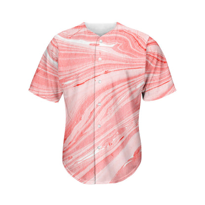 Pink Liquid Marble Print Men's Baseball Jersey