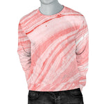 Pink Liquid Marble Print Men's Crewneck Sweatshirt GearFrost