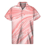 Pink Liquid Marble Print Men's Short Sleeve Shirt