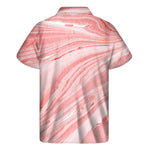 Pink Liquid Marble Print Men's Short Sleeve Shirt