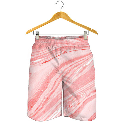 Pink Liquid Marble Print Men's Shorts