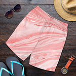 Pink Liquid Marble Print Men's Shorts