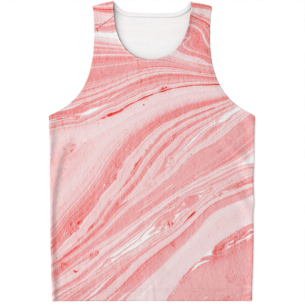 Pink Liquid Marble Print Men's Tank Top