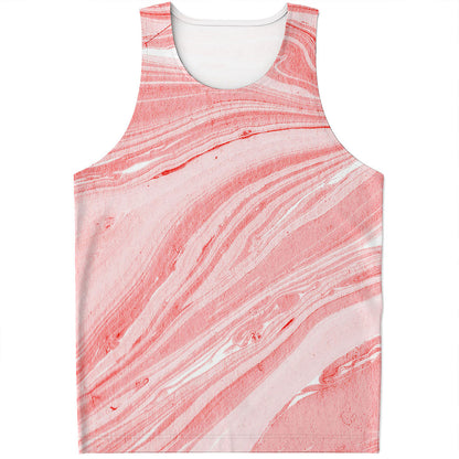 Pink Liquid Marble Print Men's Tank Top