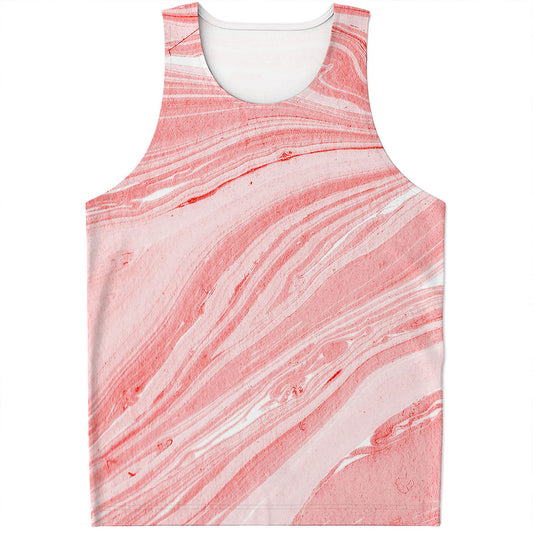 Pink Liquid Marble Print Men's Tank Top