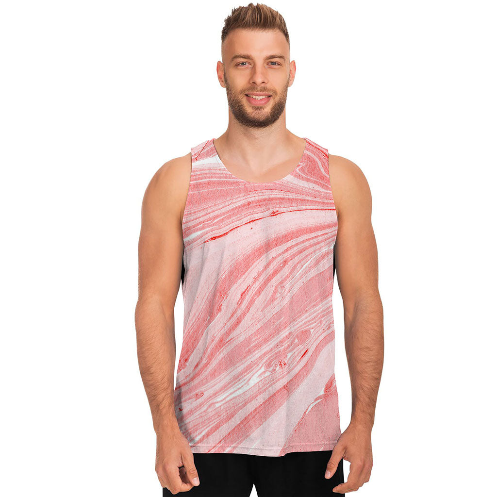 Pink Liquid Marble Print Men's Tank Top