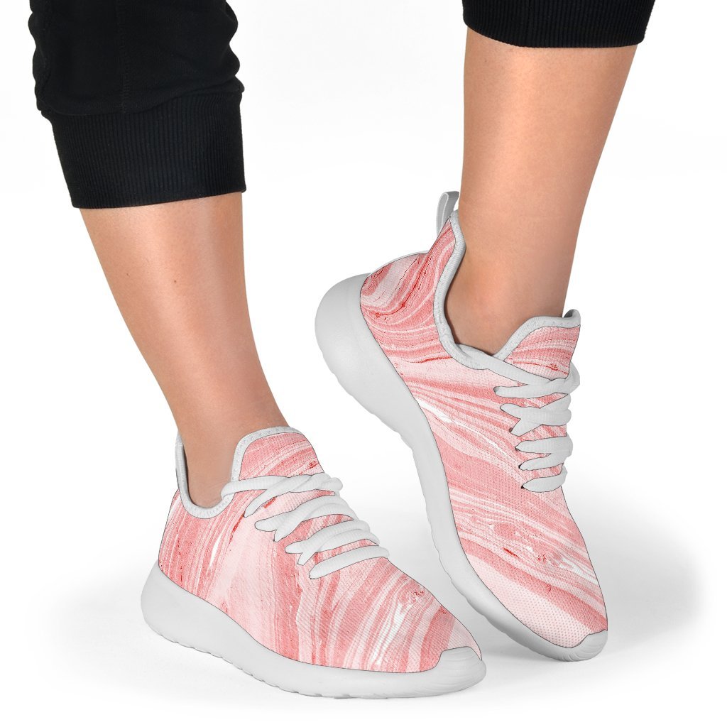 Pink Liquid Marble Print Mesh Knit Shoes GearFrost