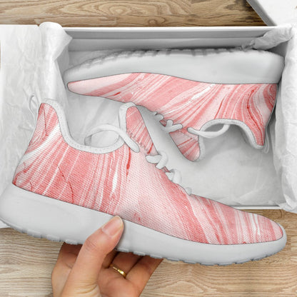 Pink Liquid Marble Print Mesh Knit Shoes GearFrost
