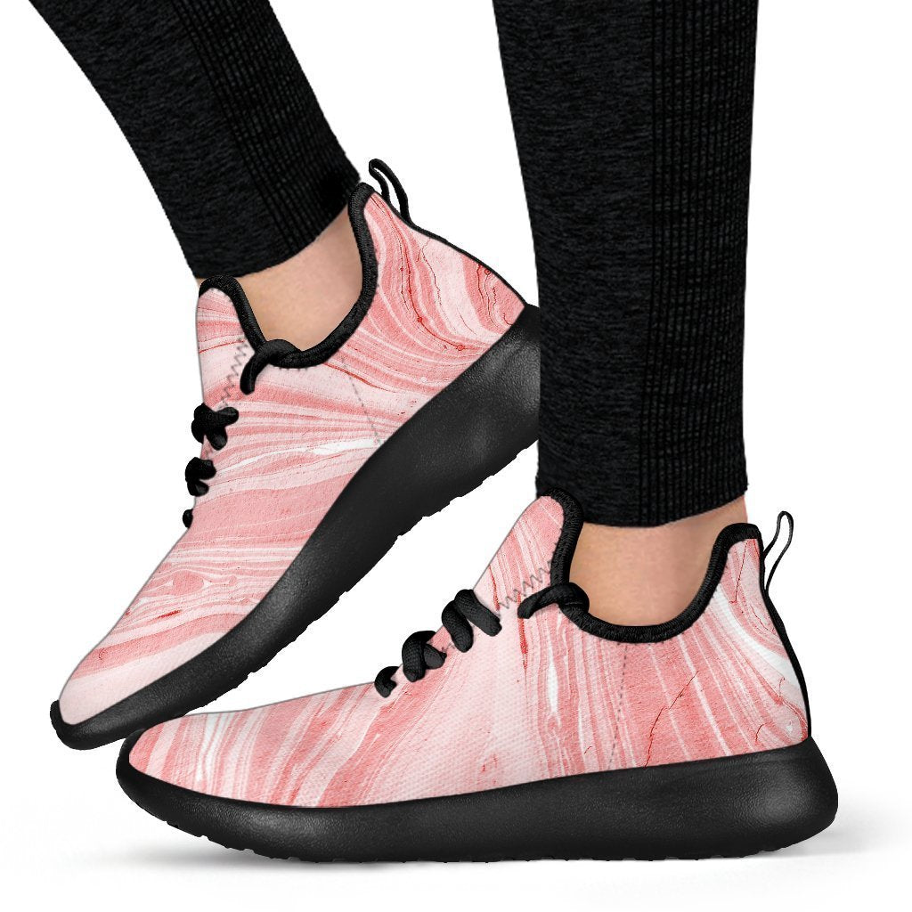 Pink Liquid Marble Print Mesh Knit Shoes GearFrost