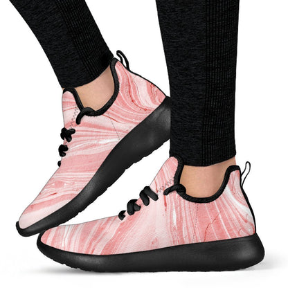 Pink Liquid Marble Print Mesh Knit Shoes GearFrost