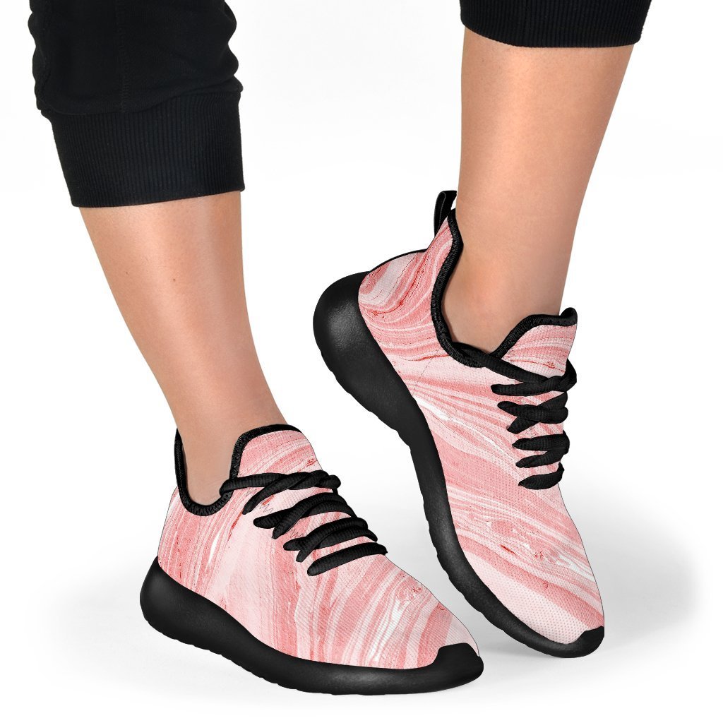 Pink Liquid Marble Print Mesh Knit Shoes GearFrost
