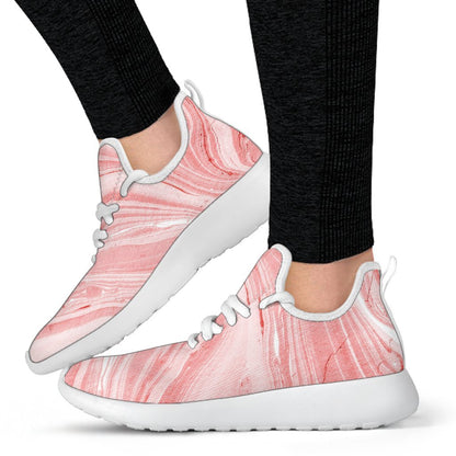 Pink Liquid Marble Print Mesh Knit Shoes GearFrost
