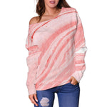 Pink Liquid Marble Print Off Shoulder Sweatshirt GearFrost