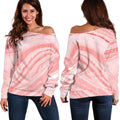 Pink Liquid Marble Print Off The Shoulder Sweatshirt