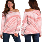 Pink Liquid Marble Print Off Shoulder Sweatshirt GearFrost