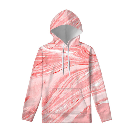 Pink Liquid Marble Print Pullover Hoodie