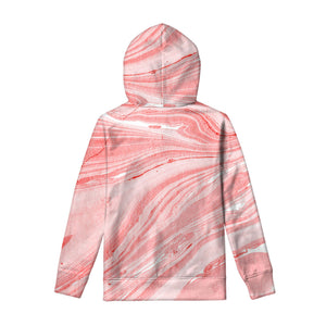 Pink Liquid Marble Print Pullover Hoodie