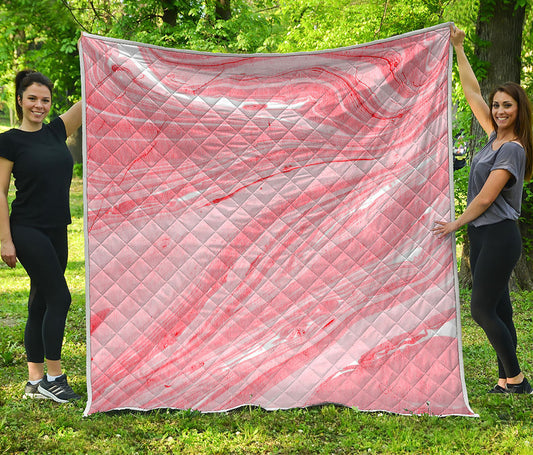 Pink Liquid Marble Print Quilt