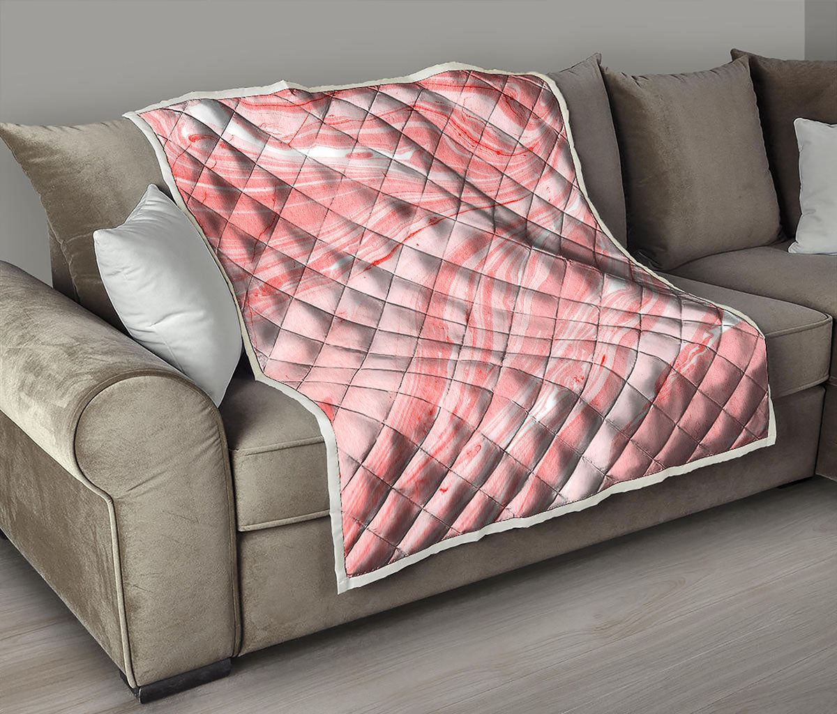 Pink Liquid Marble Print Quilt