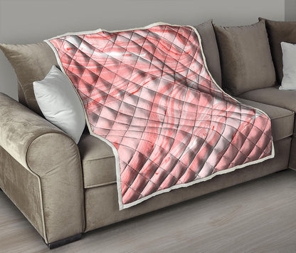 Pink Liquid Marble Print Quilt