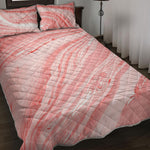 Pink Liquid Marble Print Quilt Bed Set