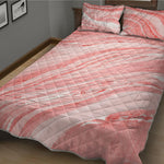 Pink Liquid Marble Print Quilt Bed Set