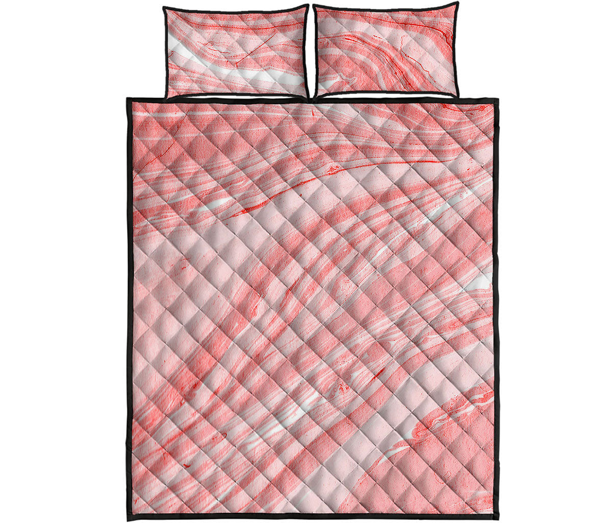 Pink Liquid Marble Print Quilt Bed Set