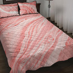 Pink Liquid Marble Print Quilt Bed Set