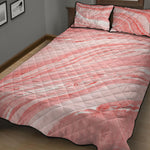 Pink Liquid Marble Print Quilt Bed Set