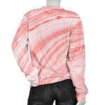 Pink Liquid Marble Print Women's Crewneck Sweatshirt GearFrost
