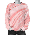 Pink Liquid Marble Print Women's Crewneck Sweatshirt GearFrost
