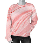 Pink Liquid Marble Print Women's Crewneck Sweatshirt GearFrost
